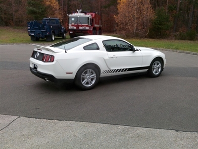 White Mustang w/ Black Faded Rocker Stripes