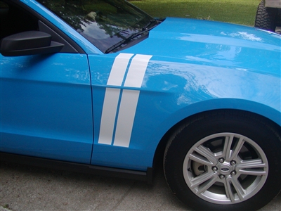 Blue Mustang w/ White Long Hash Mark Stripes