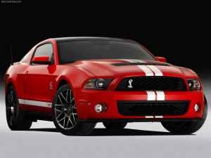 Red Mustang w/ White 4" Rally Stripes