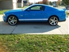 Blue Mustang w/ White & Black Rocker Stripes