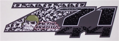 Metal Mulisha Z71 4X4 Gray logo Truck bed Side Decal set Decals Stickers