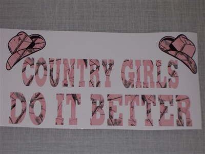Country Girls Do it Better Real Tree Pink Camo Decal