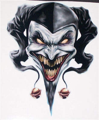 Evil Clown / Jester Skull 6" x 8.5" Decal