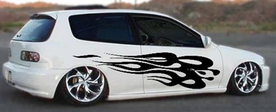 White Civic w/ Black Flames #9 Decal