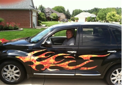 Black P/T Cruiser w/ Full Color Flames on Side