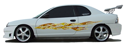 White Car w/ Yellow/Orange Flames FULL COLOR Side Graphics #896 Med.