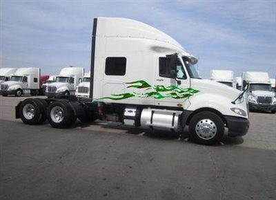 White Semi w/ Green Extra Large Full Color Flames #896