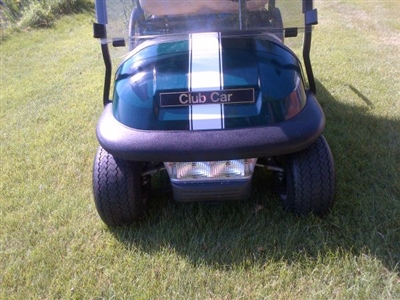 Blue Golf Cart w/ White 6" Golf Cart center Hood Stripe graphic