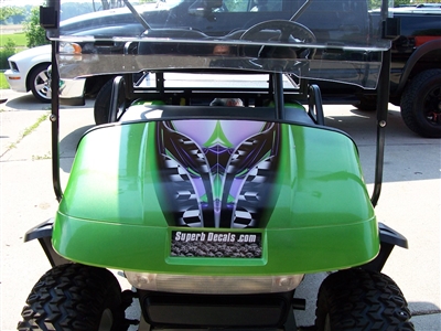 Green EZGO Golf Cart w/ Bright Green 19" Adrenaline Rush Stripe Decal