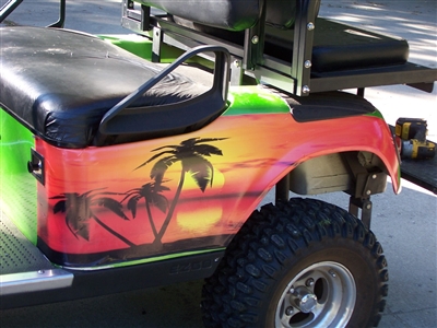Green EZGO w/ FULL COLOR LARGE TROPICAL PALM TREE  Graphics Set
