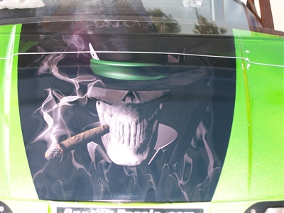 Green EZGO w/ FULL COLOR 19" Hood Grim Reaper Skull