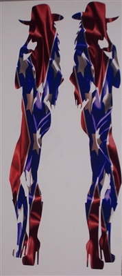 REBEL FLAG Cow girl Sexy Silhouette Decal