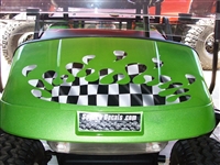Green EZGO w/ Full Color Spalsh Racing Checkered Flag on Hood