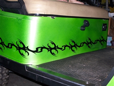 Green Golf Cart w/ Black Tribal Tattoo Graphic Set