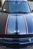 Black Mini Cooper w/ Orange & Silver 10" Wide Rally Stripes