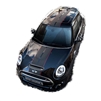 Black Mini Cooper w/ Flat Black & Red 6" Wide Rally Stripes