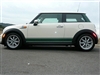 White Mini Cooper w/ Green Side Stripes