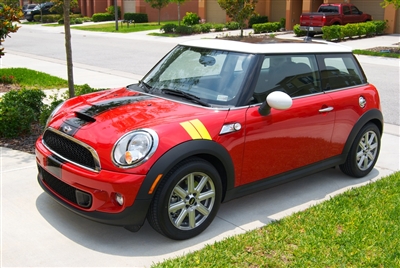 Red Mini Cooper w/ Black 12" Single Wide Stripe