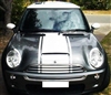 Dark Gray Mini Cooper w/ 20" White Hood, Roof & Boot Stripe