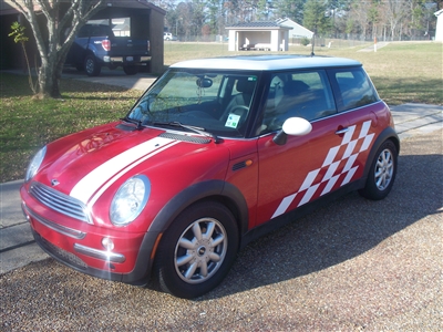 Red Mini Cooper w/ White Racing Check