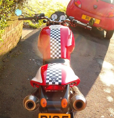 Red Motorcycle w/ Check Stripe Kit