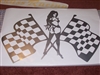 Sexy Lady Racing checkered Flag Trailer Decal