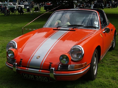 red Porsche w/ Silver 12" Stripes