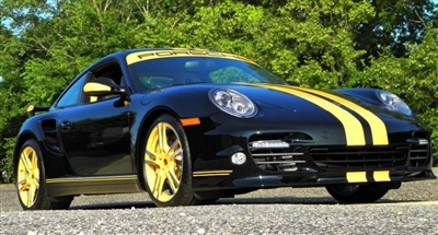 Black Porsche w/ Yellow 5" Rally Stripe Set