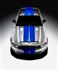 Silver Car w/ Vivid Blue 9" Rally Stripes