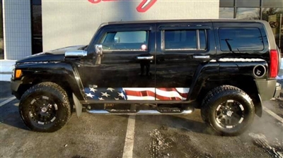 Black Hummer H3 w/ American Flag Side Rocker Stripe Graphics