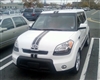 White Kia w/ Black Center Rally Stripe set