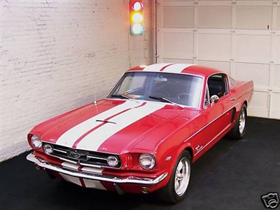 Red Mustang w/ 10" Rally Stripes