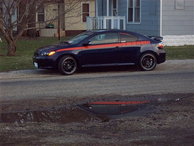 Black Car w/ Red Side Stripe