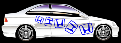 White Honda w/ Blue Honda Logo Side Decal