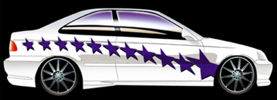 White Car w/ Purple Stars Side Graphics