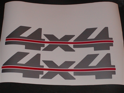 4x4 # 2 Two Color (Silver w/ Red Stripe)Bed Decal