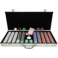 650 Striped Dice Poker Chip Set with Aluminum Case