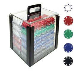 1000 Suited Design Poker Chip Set with Acrylic Carrier
