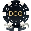 Custom Hot Stamped Black Striped Dice Poker Chips