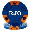 Custom Hot Stamped Blue Tri-Color Triple Crown Poker Chips