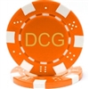 Custom Hot Stamped Orange Striped Dice Poker Chips