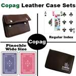 Copag Red/Blue Wide Pinochle Setup with Leather Case