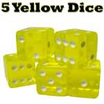 5 Yellow Dice - 16 mm