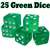 25 Green Dice - 16 mm