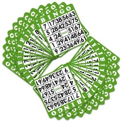 100 Green Bingo Cards with Jumbo Numbers