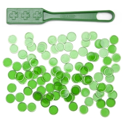 Green Magnetic Bingo Wand with 100 Metallic Bingo Chips