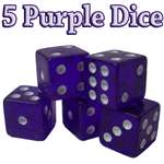 5 Purple Dice - 19 mm