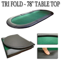 78"x35" Green Tri-Fold Poker Table Top