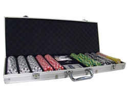 500 2 Stripe Twist Poker Chip Set with AluminumCase