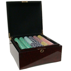 500 2 Stripe Twist Poker Chip Set with Black Mahogany Case